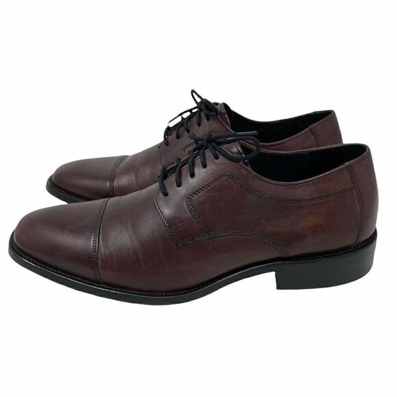 Johnston & Murphy Mens Oxford Dress Shoes Red Leather Cap Toe Low Lace Up 9 WIDE - Picture 6 of 9